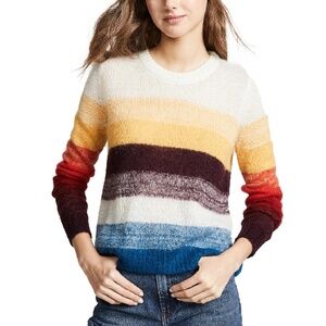$295 Cinq A Sept Alizeh Colorblock Mohair Pullover Sweater Size Small